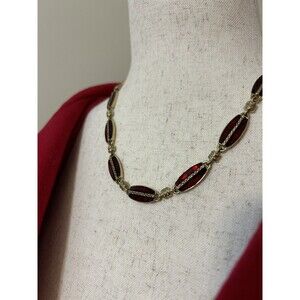 Monet Red Translucent Enamel Necklace 16-18 Inches Removable Extender Christmas
